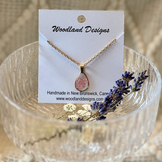 Queen Anne's Lace White Teardrop Pendant