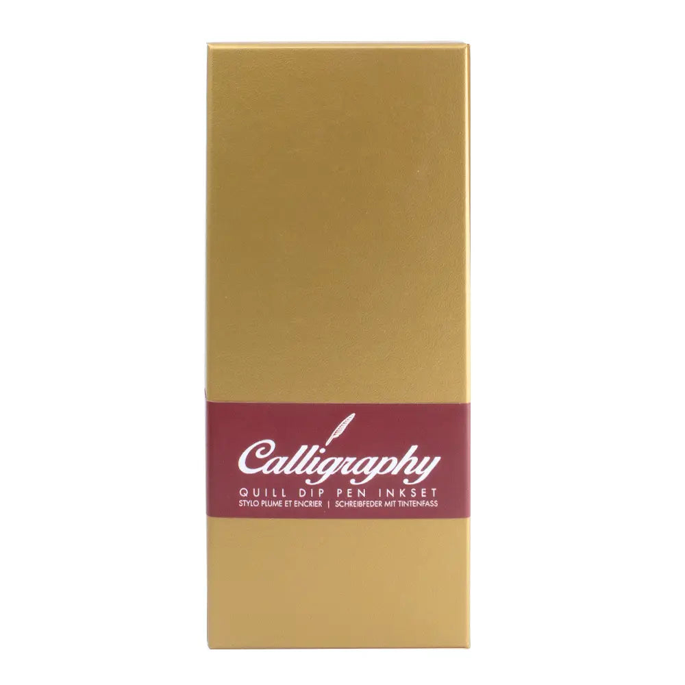 Calligraphy Writing Set - Light Gold Box with Red Feather Pen