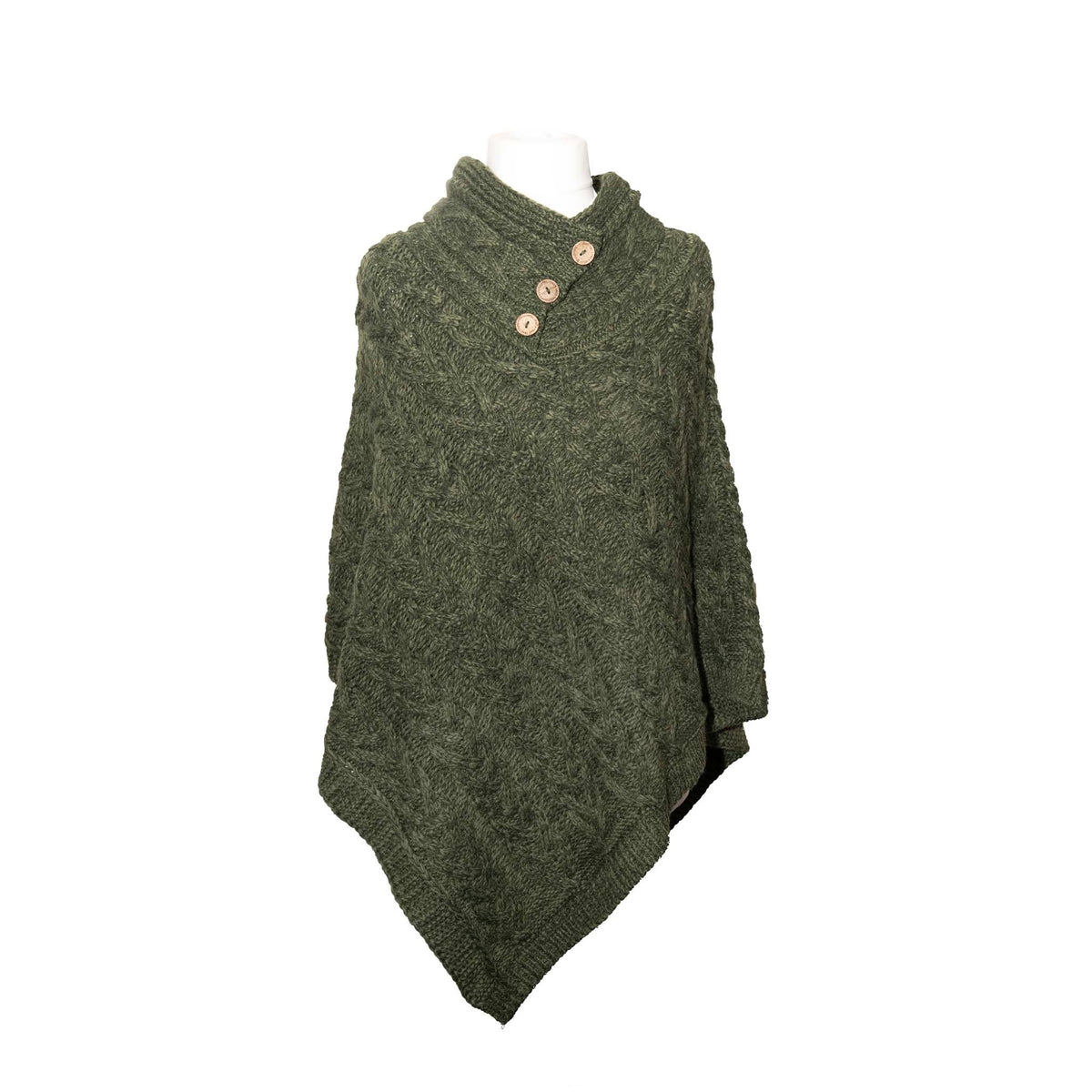 Aran Cable Knit Button Poncho