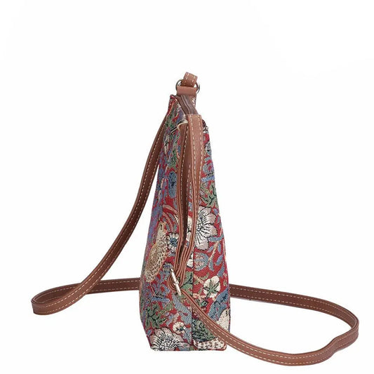 Strawberry Thief Red Sling Bag Purse Crossbody