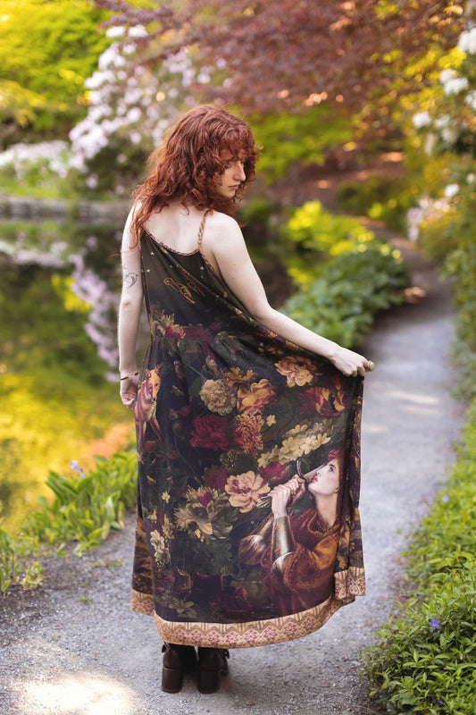 “The Messenger” Long Maxi Slip Dress w/ Joan of Arc & Florals by Market of Stars