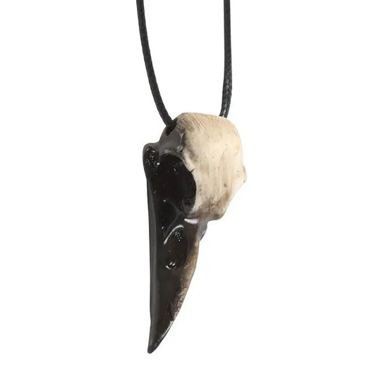 Resin Crow Skull Pendant Necklace