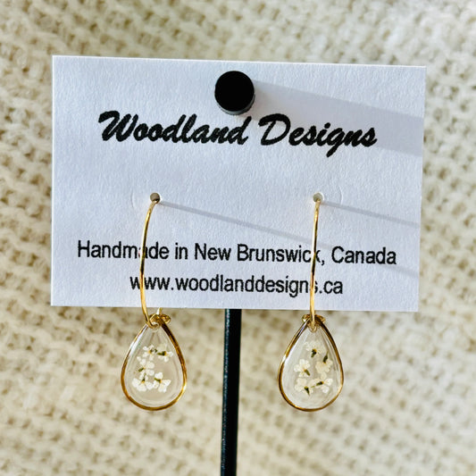 Queen Anne's Lace Purple Teardrop Hoop Earrings