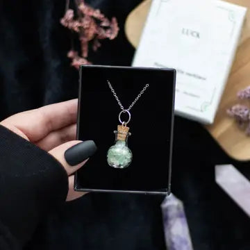 Crystal Chip Potion Bottle Necklace