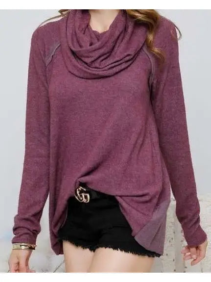 Plus Brushed Knit Solid Top - Burgundy