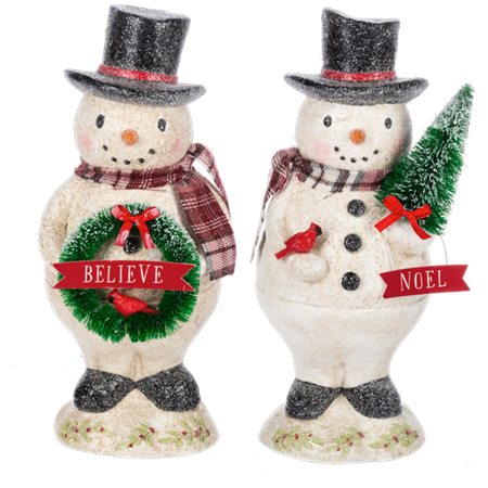 Snowman with Cardinal Figurine