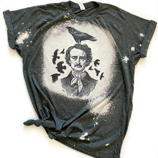 Poe Raven Halloween Bleached Tee